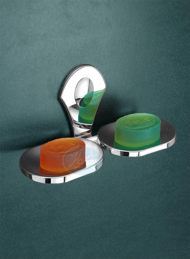 HANDY Stainless Steel Rust Free Classic Dual Soap Case | Double Soap Dish Holder | Round Soap Holder | Bathroom Accessories Soap Case - Image 1